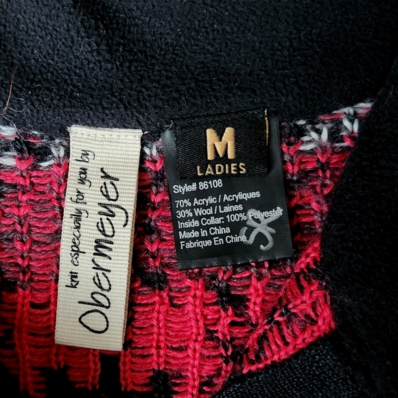 Obermeyer 1/4 Zip Nordic Fair Isle Wool Blend Ski Sweater, Women's Size Medium - Picture 7 of 7